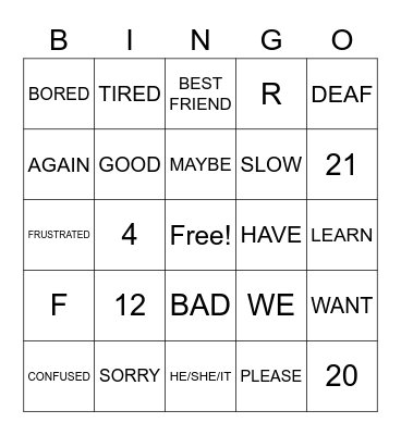 ASL BINGO Card