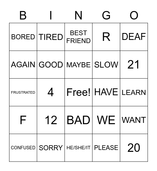 ASL BINGO Card