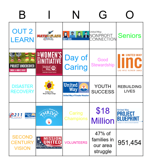 United Way of Greater Houston Bingo Card