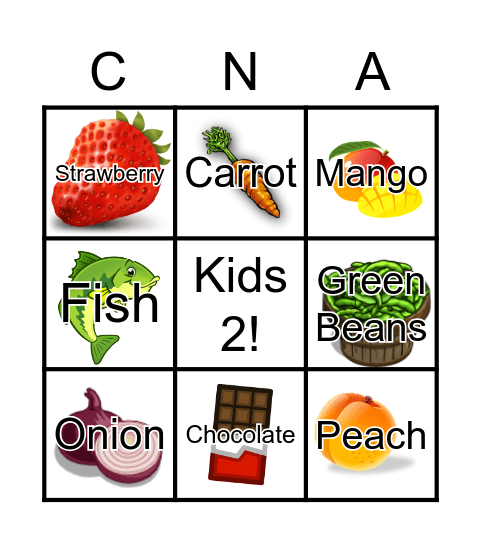 CNA Kids 2 - Unit 3 - Bingo Card