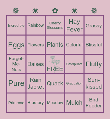 SPRINGTIME BINGO Card