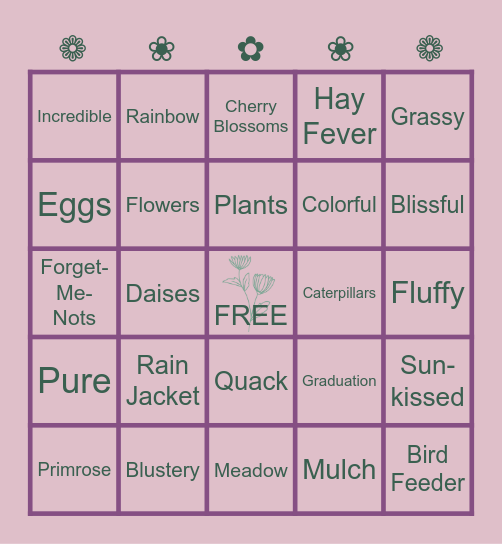 SPRINGTIME BINGO Card