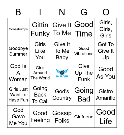 Songs That Starts With “G” pt 2 Bingo Card