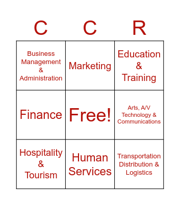 Career Clusters Bingo Card