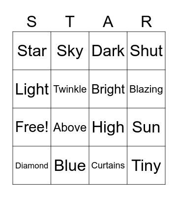 STAR Bingo Card