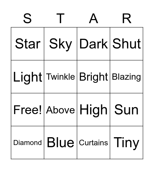 STAR Bingo Card