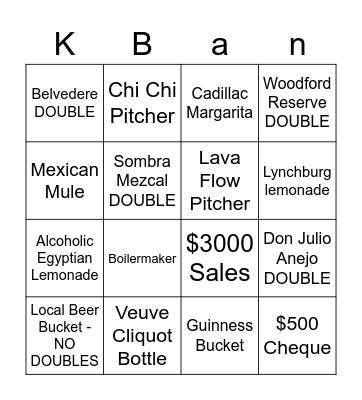 Cabana Bingo Card