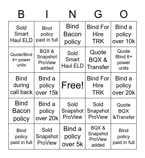 Team Reck Bingo Card