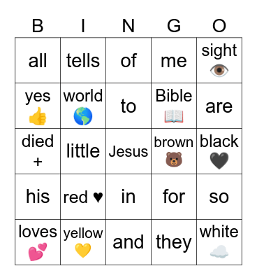 Jesus Loves the Little Children Bingo Card