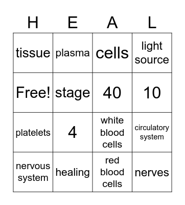 Healing Lessons 1 - 5 Bingo Card
