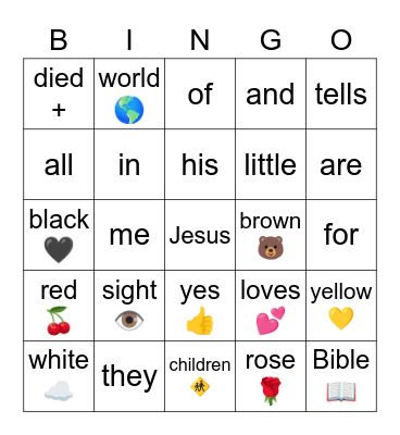 Jesus Loves the Little Children Bingo Card