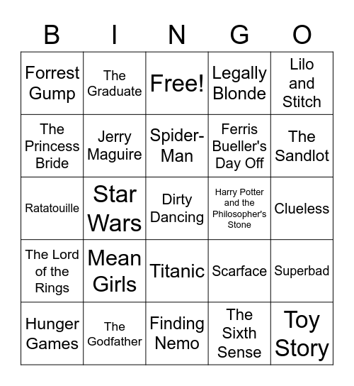 Film Quotes Bingo! Bingo Card