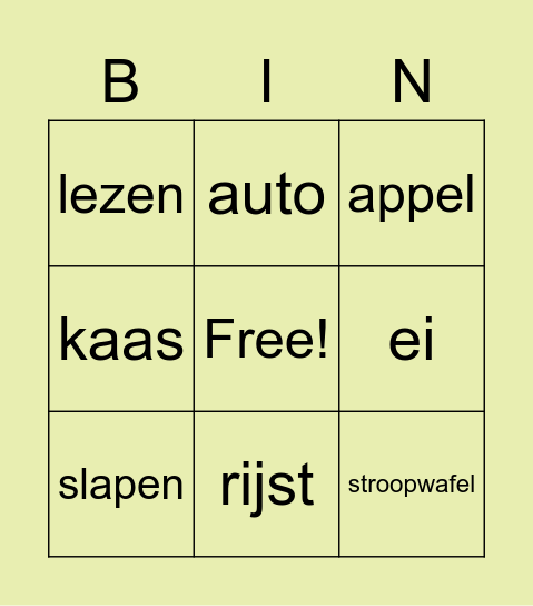 nederlands bingo Card