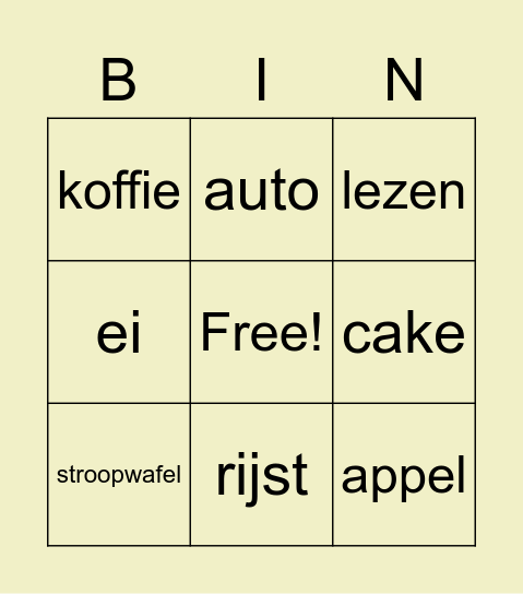 nederlands bingo Card