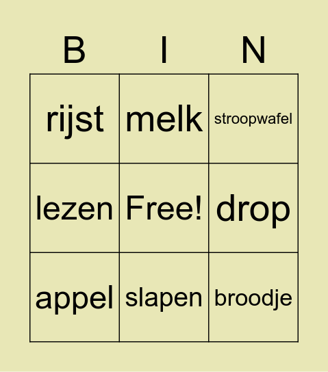 nederlands bingo Card