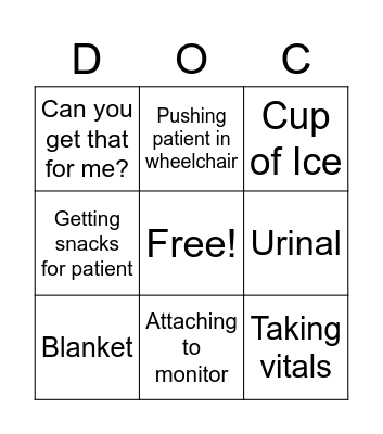 OPMC Resident Bingo Card