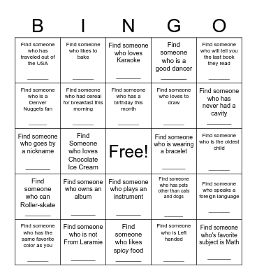 Scavenger Hunt BINGO Card