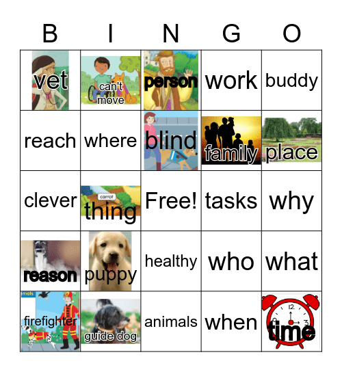 G1 U4 W5 Puppy to Guide Dog Bingo Card