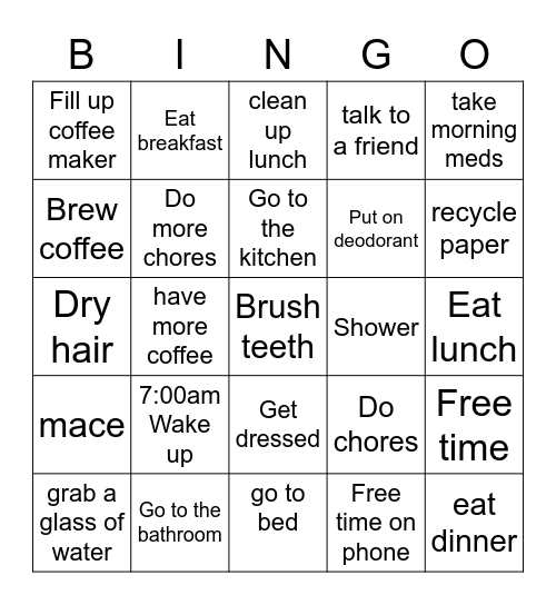 MOrning Bingo Card