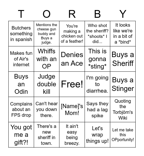 Torb on VALORANT Bingo Card