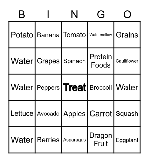 Healthy Choice Bingo Card