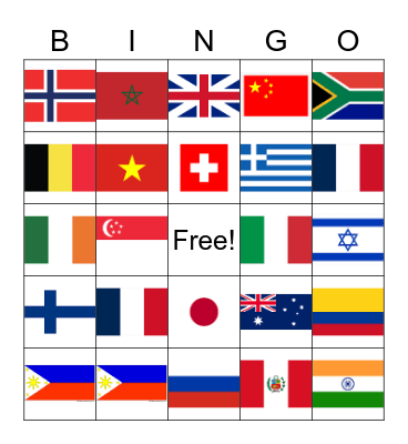 Flag Bingo Card