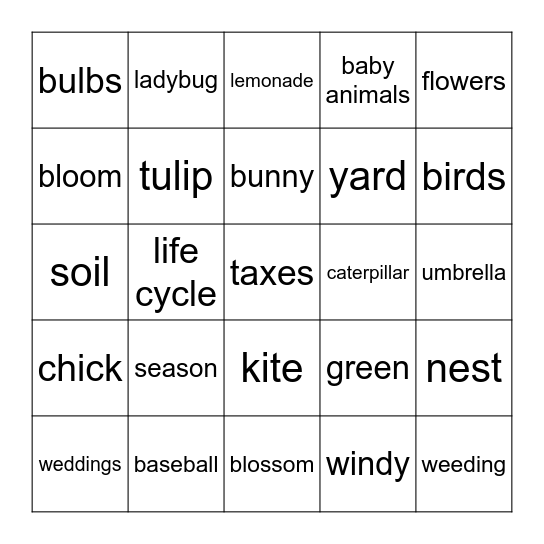 SPRING  BINGO Card