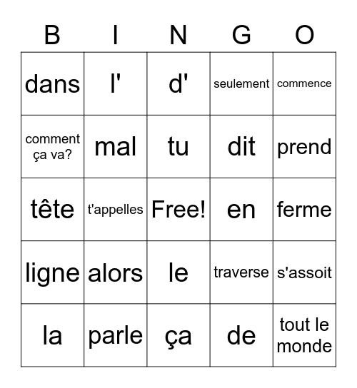 Les trois petits cochons- Section A Bingo Card