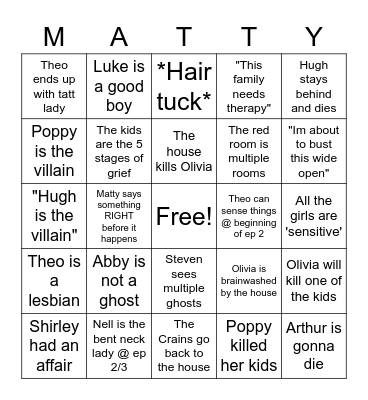 Matty Bingo Card