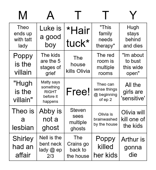 Matty Bingo Card