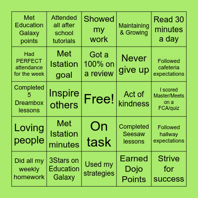 Maedgen's Mighty Bingo Card