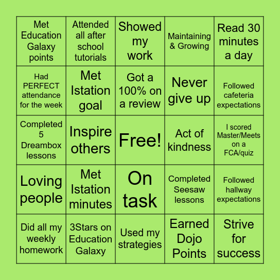 Maedgen's Mighty Bingo Card