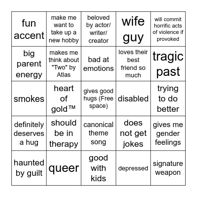 Calliope's new fav character Bingo Card