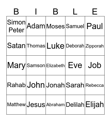 Bible Bingo Card