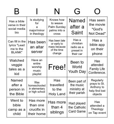 CLASSIC CATHOLIC BINGO Card
