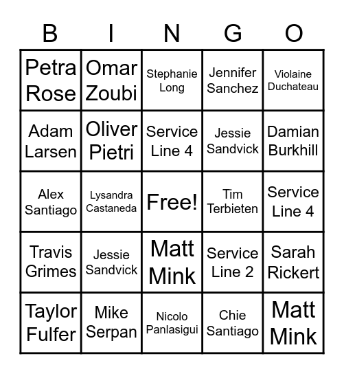 Dallas Kickoff Party Bingo Card