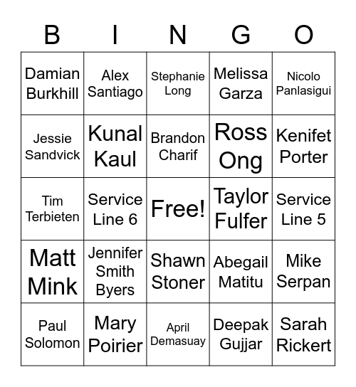 Kickoff Party Bingo Card