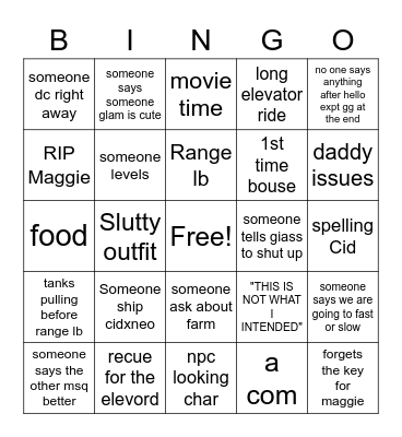 msq bingo Card