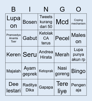 Kryst Bingo Card