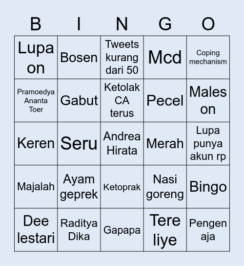 Kryst Bingo Card