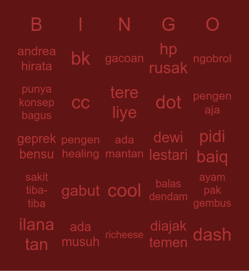 myem Bingo Card