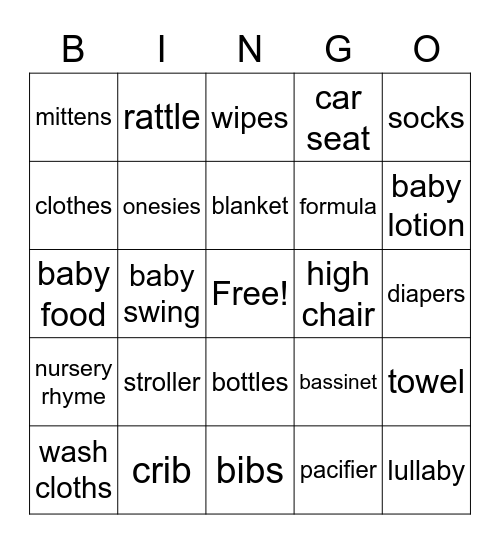 Oh Baby!!! Bingo Card
