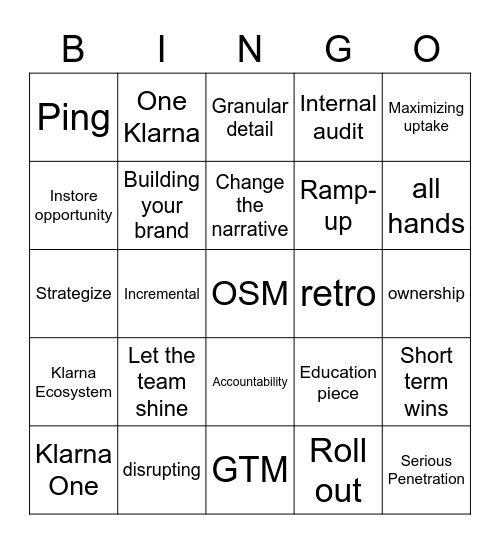 buzzword bingo Card