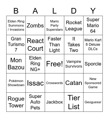 Docket Bingo Card