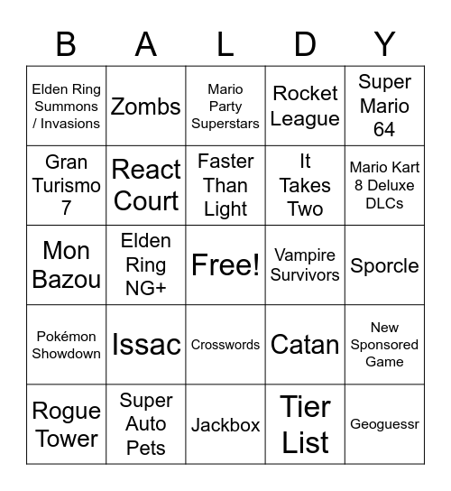 Docket Bingo Card