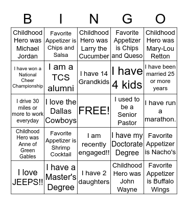 Getting to Know You! Bingo Card