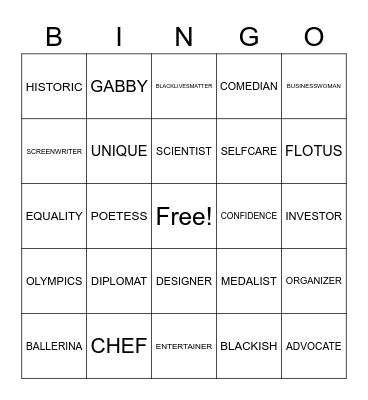 WOMENS HISTORY MONTH Bingo Card