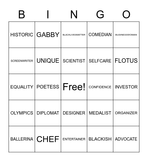 WOMENS HISTORY MONTH Bingo Card