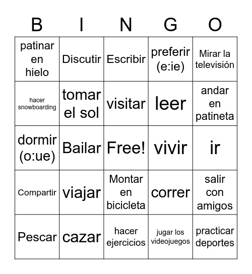 En mi tiempo libre Bingo Card