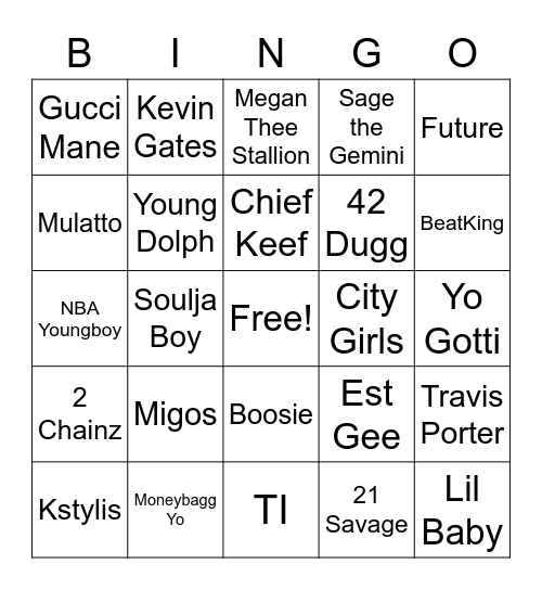 Trap Bingo Card